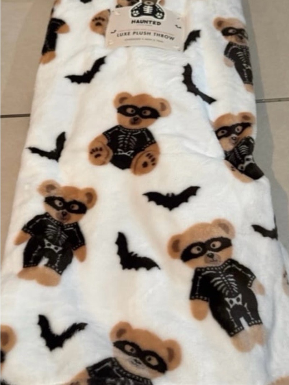 Teddy Bear skeleton throw blanket new